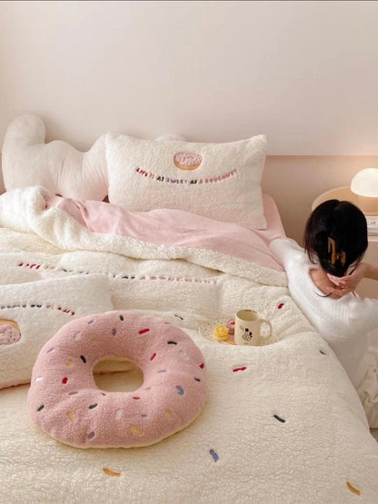 lovevop Donut Soft Lambswool Warm Bed Four Piece Sheet Set