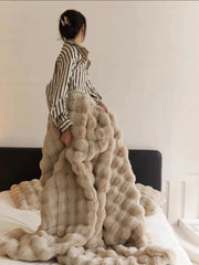 lovevop Soft Thickened Faux Rabbit Fur Sofa Blanket