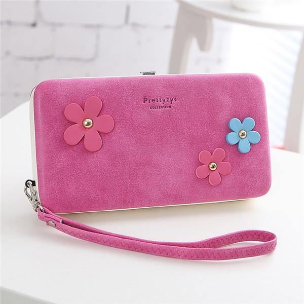 lovevop Women Flower 5.5 Inch Phone PU Wallet Case Cover Long Wallet
