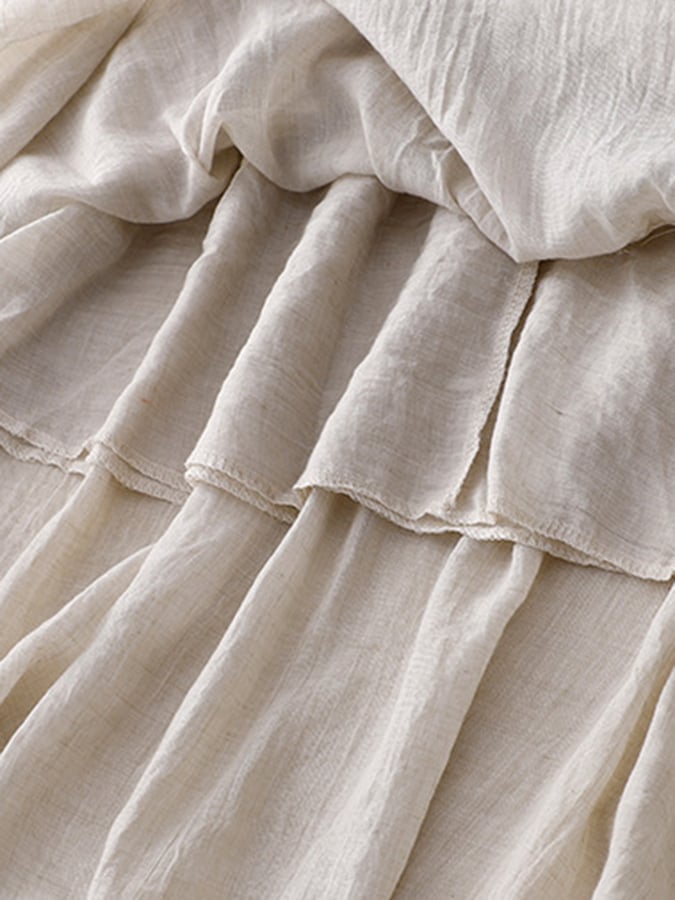Lovevop Irregular Ruffled Paneled Double-Layer Elastic Waist Skirt