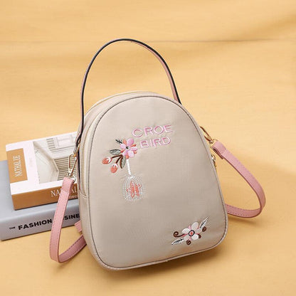 lovevop Women Oxford Embroidery Ethnic Multi-carry Earphone Backpack Shoulder Bag Handbag