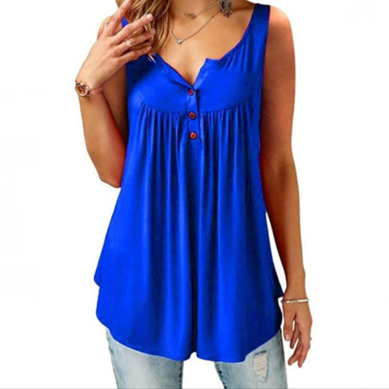 🎁Summer Hot Sale🎁Comfy Loose Button Sleeveless Tank Top For Women