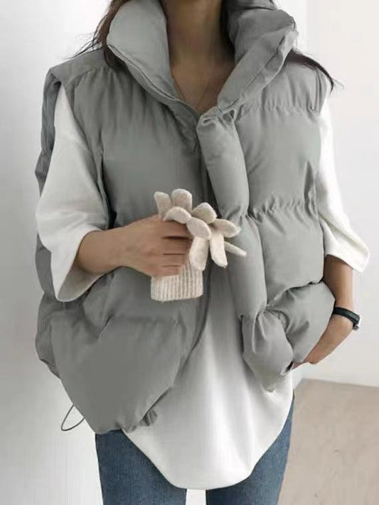 lovevop Stand Collar Duck Down Padded Vest Jacket