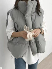 lovevop Stand Collar Duck Down Padded Vest Jacket