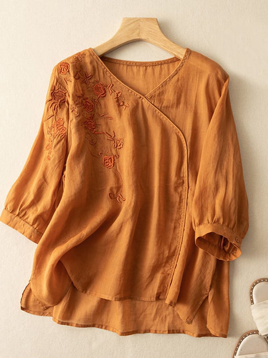 Lovevop Loose Casual Embroidered Shirt