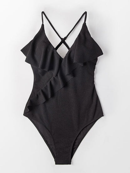 Sexy ruffle one-piece swimsuit