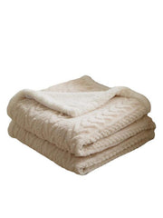 lovevop Simple Solid Color Double Layer Thickened Lamb Fleece Blanket