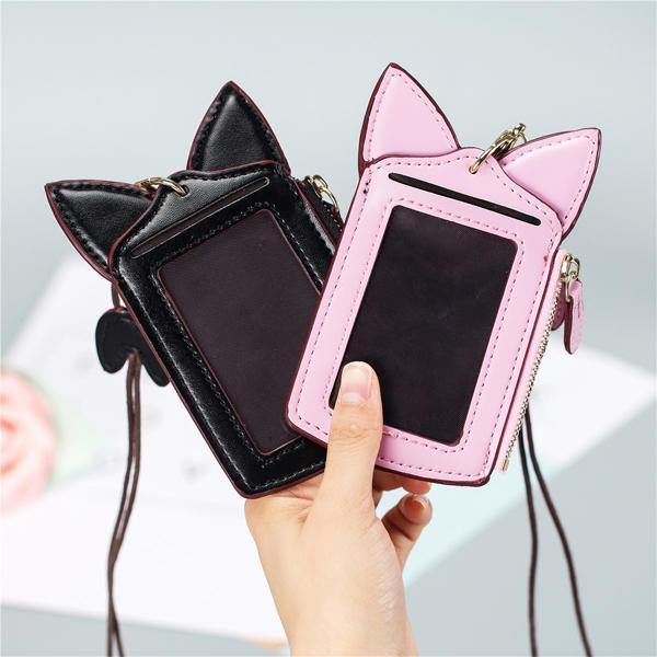 elvesmall Cute Cartoon Pure Color Card Holder Coin Purse For Women