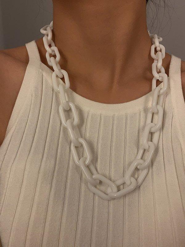 lovevop Simple Punk Solid Color Geometric Necklaces