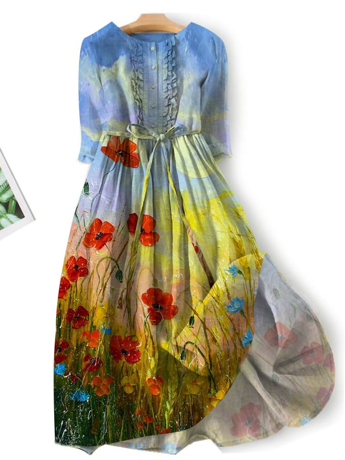Lovevop Artistic Floral Print Dress