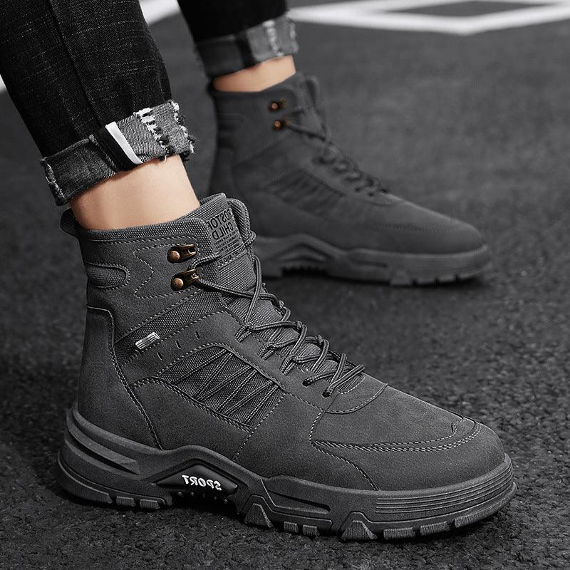 lovevop Men's High Top Men's Autumn And Winter Leather Work Shoes
