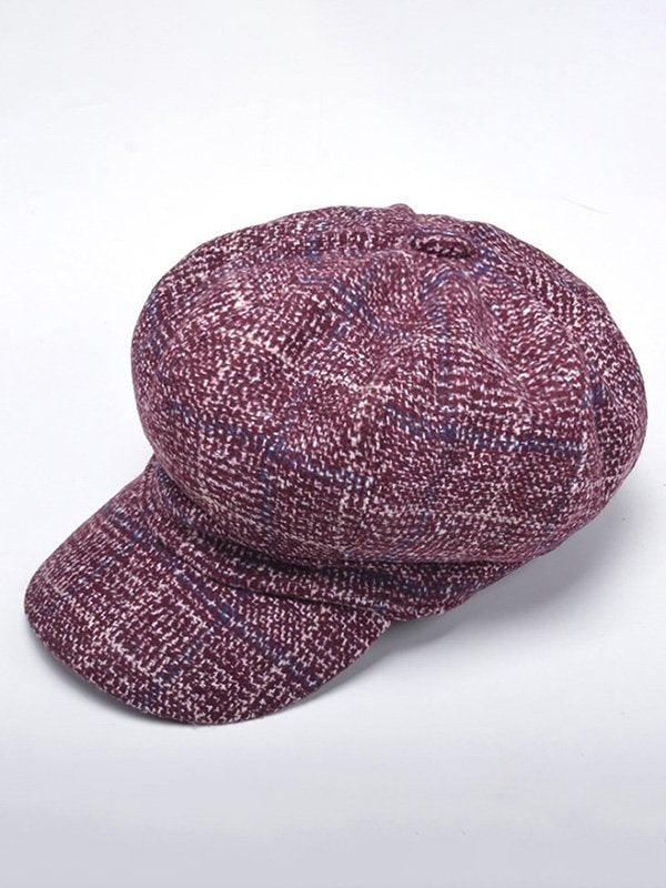 lovevop Personality Striped&Plaid Beret Hat