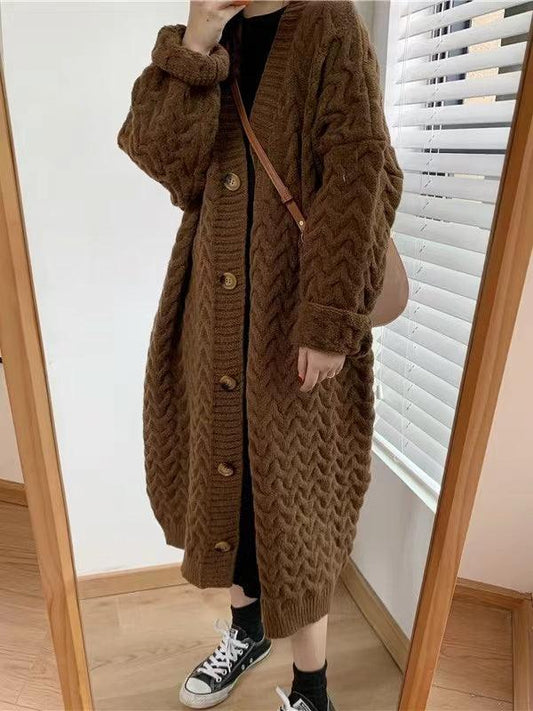 lovevop Loose Ripple knitted Mid-length Cardigan