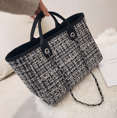 lovevop Plaid cloth handbag Fashion big bag Spring and summer new chain shoulder bag tide small fragrance handbag