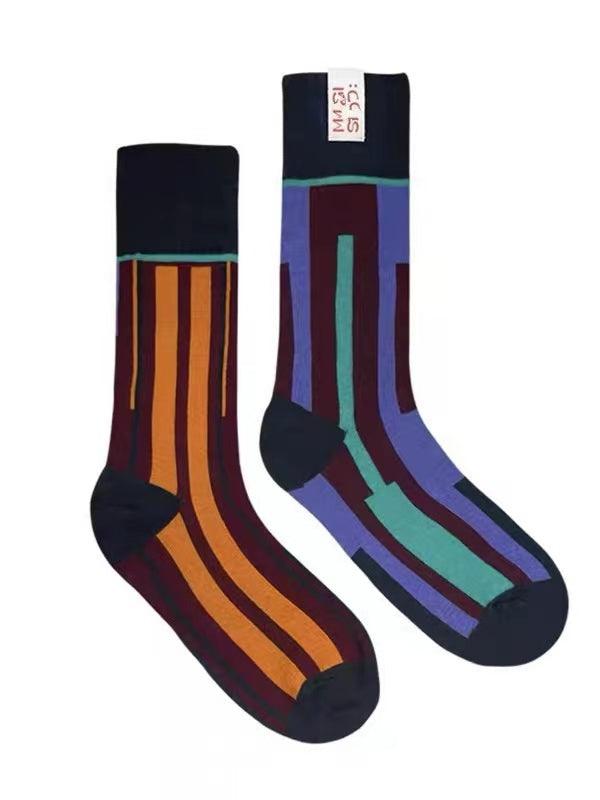 lovevop Retro Color Stitching AB Cotton Socks