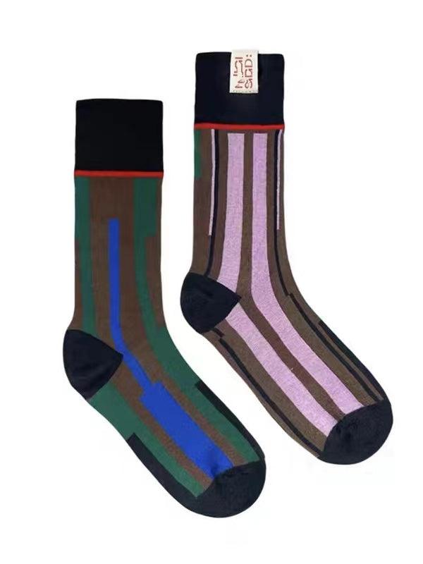 lovevop Retro Color Stitching AB Cotton Socks