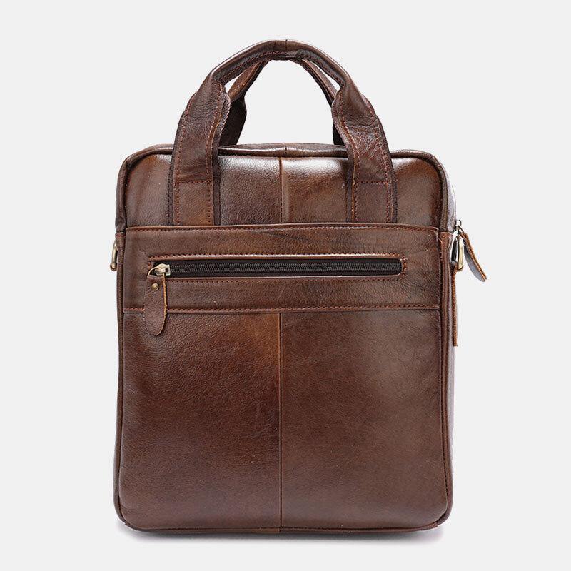 lovevop Men Genuine Leather Large Capacity Anti-theft Vintage 6.5 Inch Phone Bag Messenger Briefcase Shoulder Bag Crossbody Bag Handbag