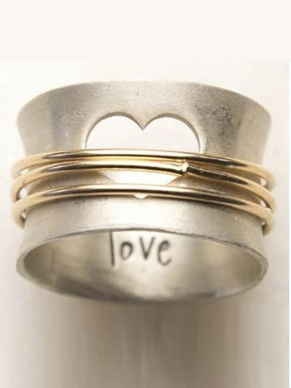 lovevop Vintage Heart-Shaped Metal Rings