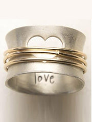 lovevop Vintage Heart-Shaped Metal Rings