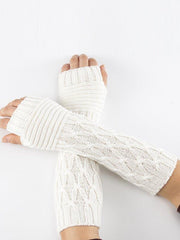 lovevop Solid Color Keep Warm Jacquard Knitted Sleevelet