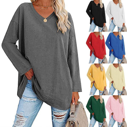 🔥Women's loose long sleeve fashion V-neck knit top🔥