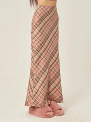 lovevop Vintage 3 Color Plaid Y2K Long Skirt