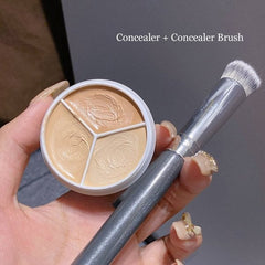 🔥Tri-Color Concealer Palette Of Covers Acne Marks Dark Circles💜Buy 1 get 1 free concealer brush💜