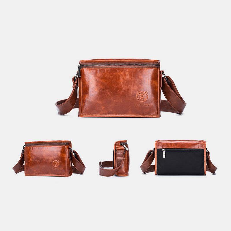 lovevop Men Genuine Leather Anti-Theft Wear-Resistant 7.9 Inch Ipad Vintage Square Bag Crossbody Bag Shoulder Bag