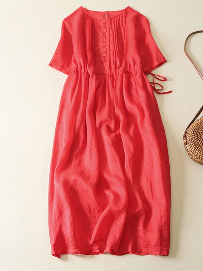 Lovevop Literary Lace Stitching Discounted Drawstring Dress