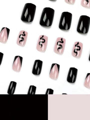 lovevop Black Pink Color Snake Printing False Nails