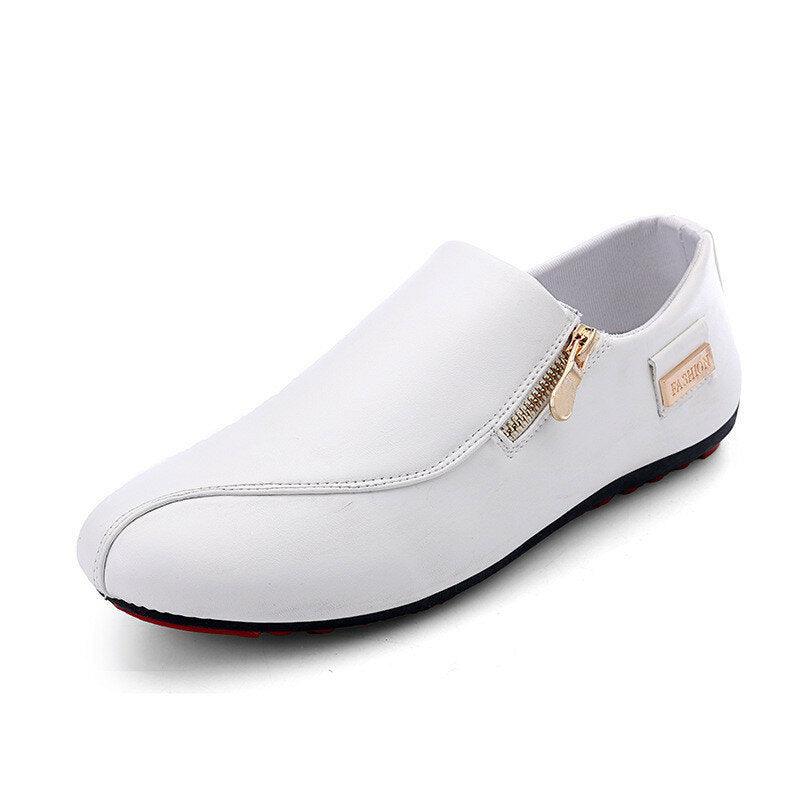 lovevop Men Breathable Zipper Slip on Non Slip Casual Flats Shoes