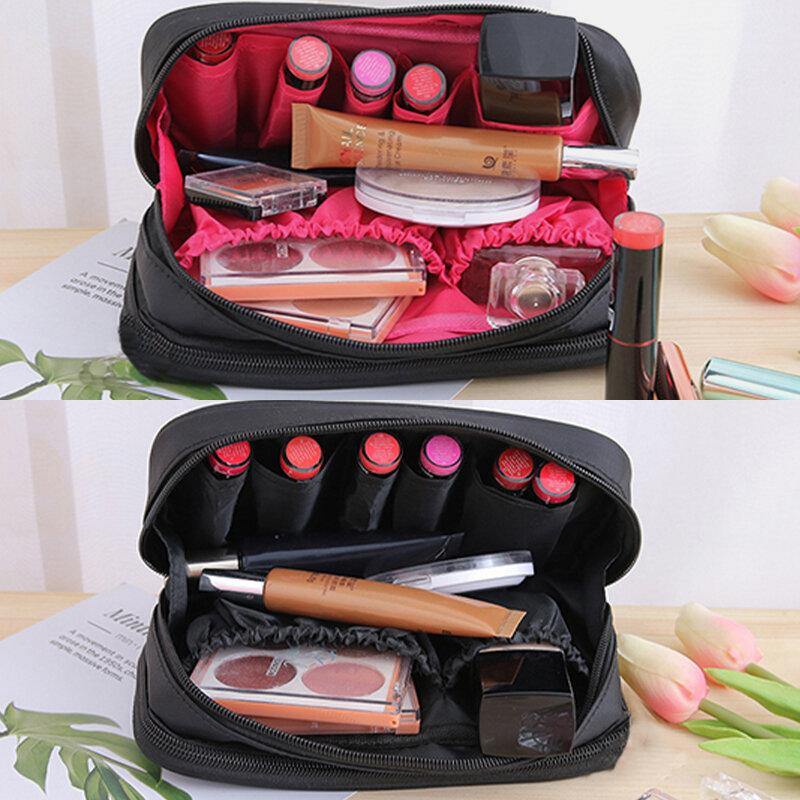 lovevop Women Waterproof Double Zipper Two Layers Large Capacity Storage Bag Clutch Cosmetic Bag