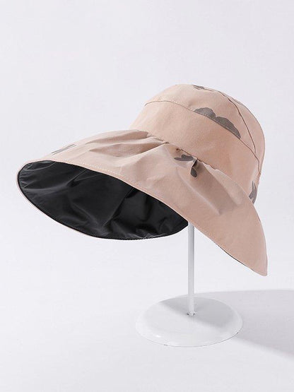 lovevop Casual Pringting Hole Sun-Protection Large Wide Brim Bucket Hat