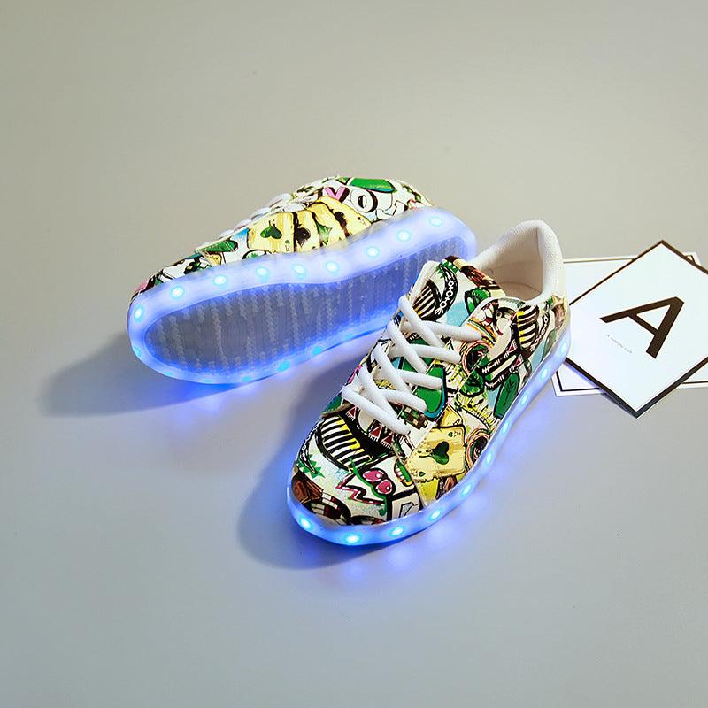 lovevop Fashion Graffiti Casual LED Colorful Luminous Shoes