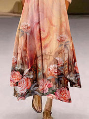 Casual Floral Print Irregular Dress
