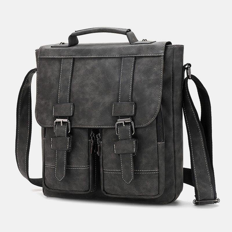 lovevop Men PU Leather Multi-pockets Vintage Casual Waterproof Breathable Crossbody Bags Shoulder Bags