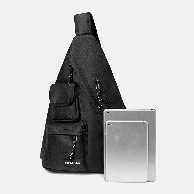 lovevop Men Oxford Large Capacity Multi-Pocket Retro Casual Street Crossbody Bags Backpack