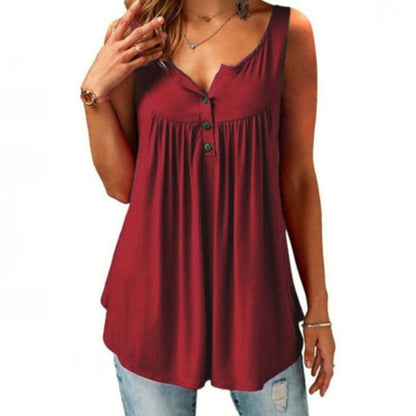 🎁Summer Hot Sale🎁Comfy Loose Button Sleeveless Tank Top For Women