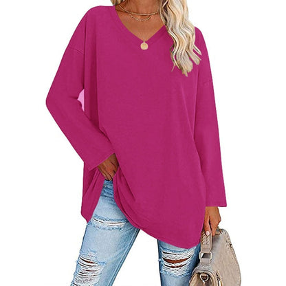 🔥Women's loose long sleeve fashion V-neck knit top🔥