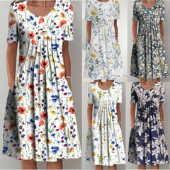 🎁Summer Hot Sale🎁  Round neck printed dress ✨Free shipping✨