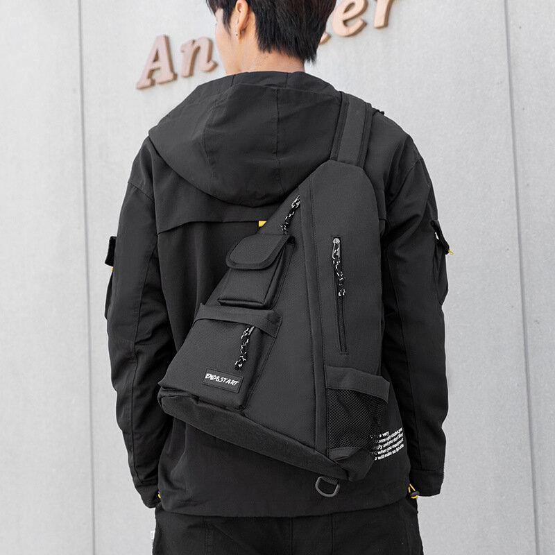 lovevop Men Oxford Large Capacity Multi-Pocket Retro Casual Street Crossbody Bags Backpack