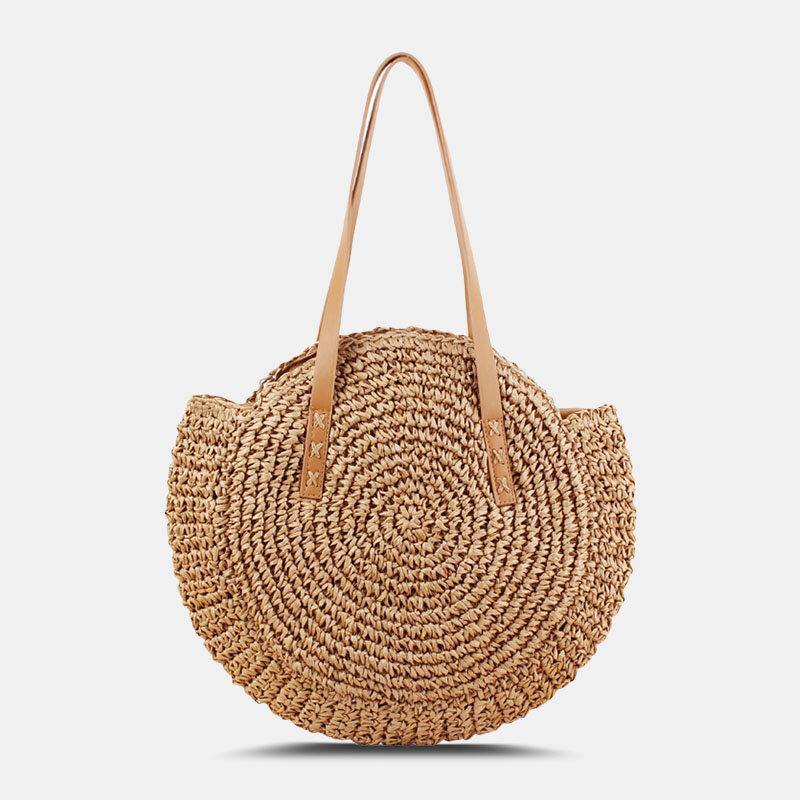 lovevop Women Simplicity Stripe Straw Bag Handbags Tote Retro Beach Bag