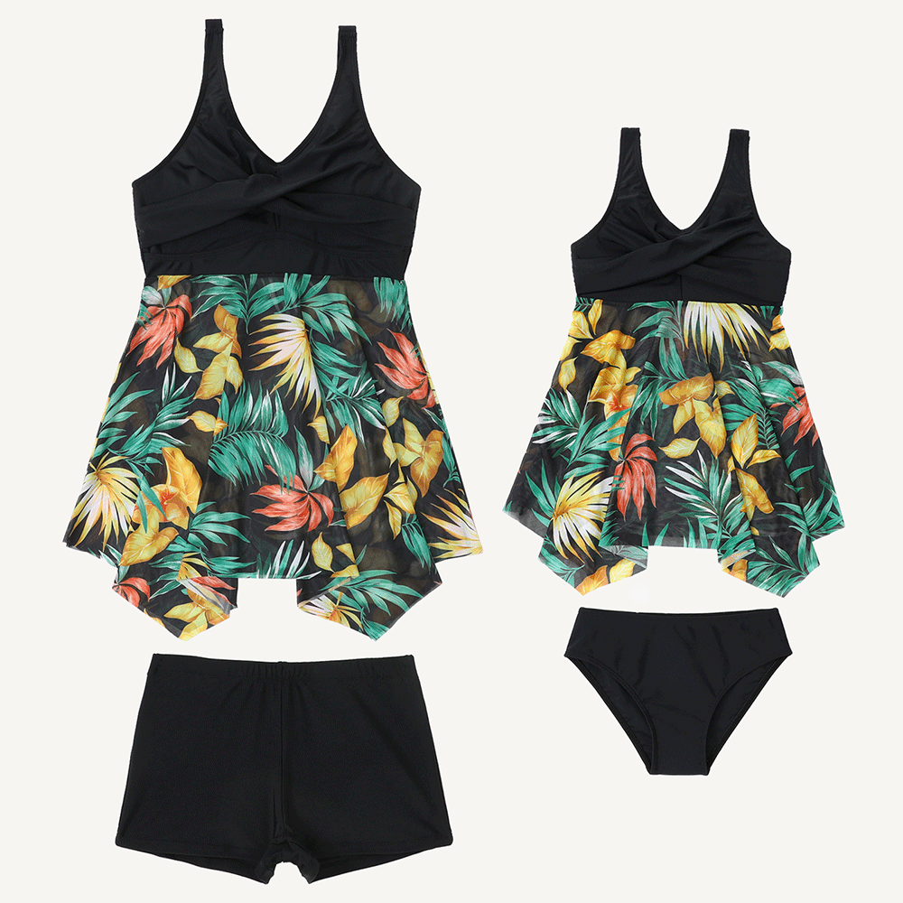 「🌼Summer Flash Sale - 50% Off」Plus Size Ruffle Floral Print One-Piece Mommy and Me Swimsuit