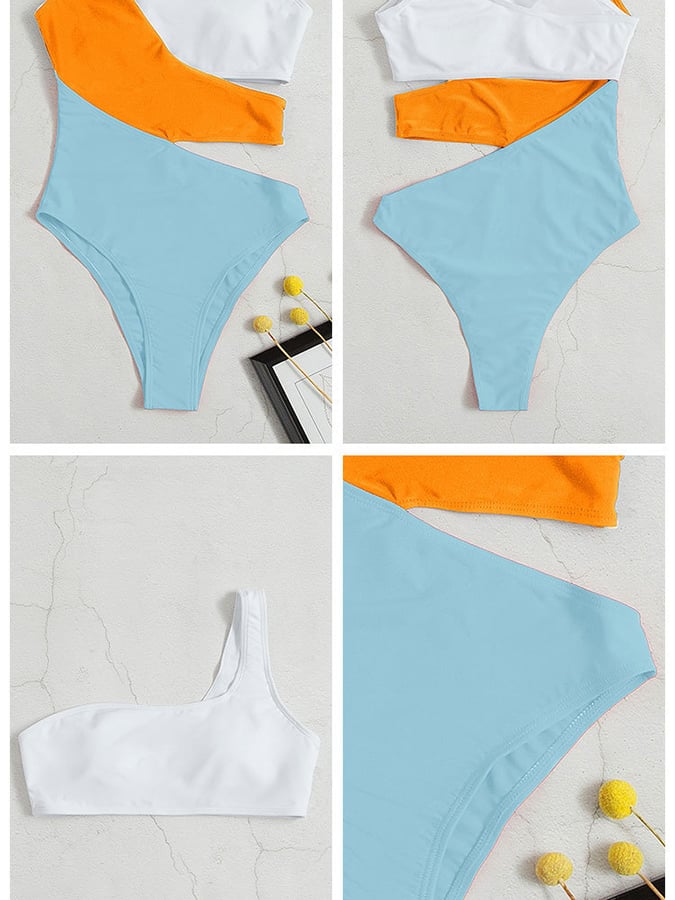 Sexy Contrasting Conjoined Swimsuit