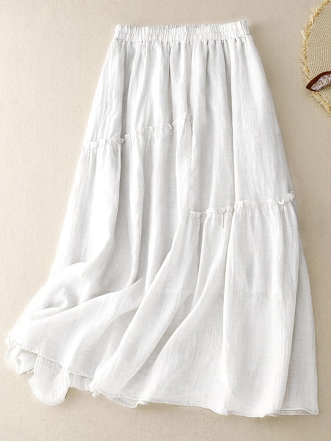 Lovevop Irregular Ruffled Paneled Double-Layer Elastic Waist Skirt