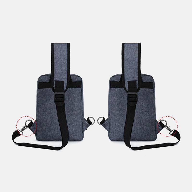 lovevop Men Large Capacity USB Chargeable Hole Headphone Hole Waterproof Chest Bags Shoulder Bag Crossbody Bags