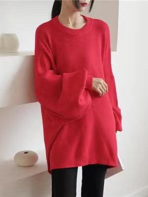 lovevop Batwing Sleeves Loose Solid Color Sweater Top