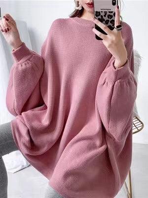 lovevop Batwing Sleeves Loose Solid Color Sweater Top