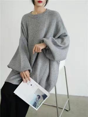lovevop Batwing Sleeves Loose Solid Color Sweater Top