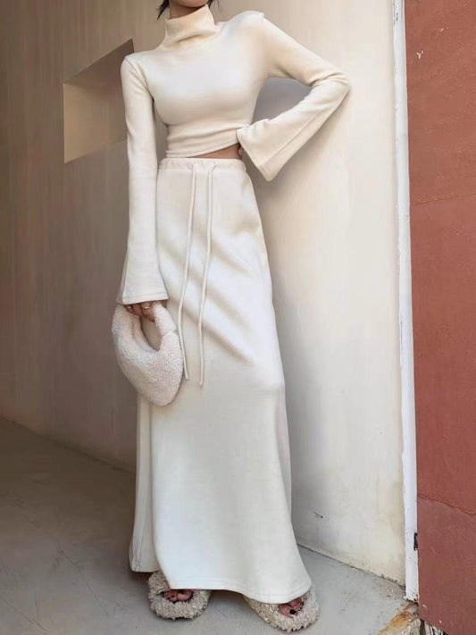 lovevop Hot Short Sweatshirt & Long Sweatskirt 2 Pieces Suit